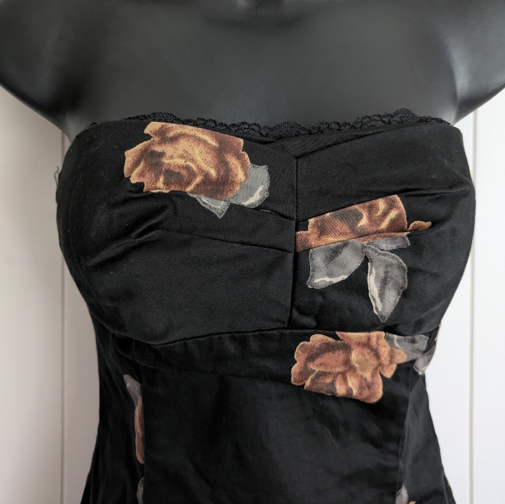 Vintage Y2K White House Black Market, Floral print, corset Style Top, Size 0 - Picture 4 of 12